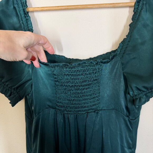 Show me Your Mumu Brittany Satin Maxi Dress Womens Size L Dark Emerald Holiday - Picture 5 of 9